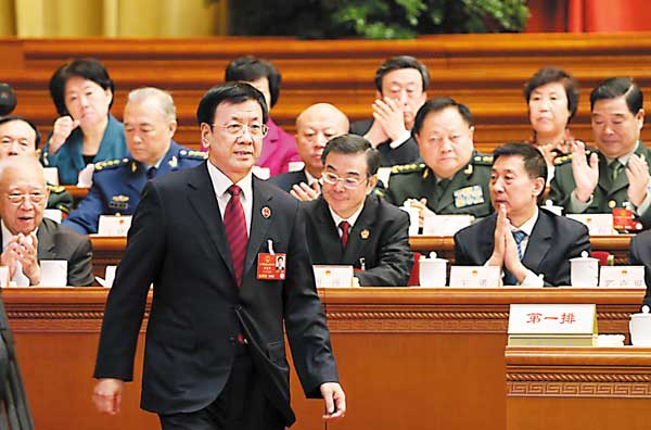 Cao Jianming, prosecutorgeneral at the Supreme People's Procuratorate, prepares to deliver a speech in the Great Hall of the People in Beijing on Sunday. XUJINGXING/CHINADAILY Cao Jianming, prosecutorgeneral at the Supreme People's Procuratorate, prepares to deliver a speech in the Great Hall of the People in Beijing on Sunday. XUJINGXING/CHINADAILY